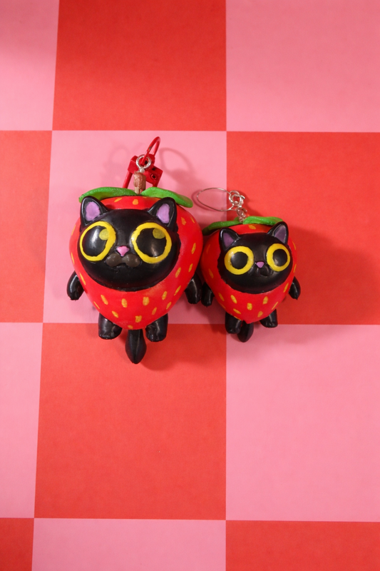 Strawberry Cat Keychain