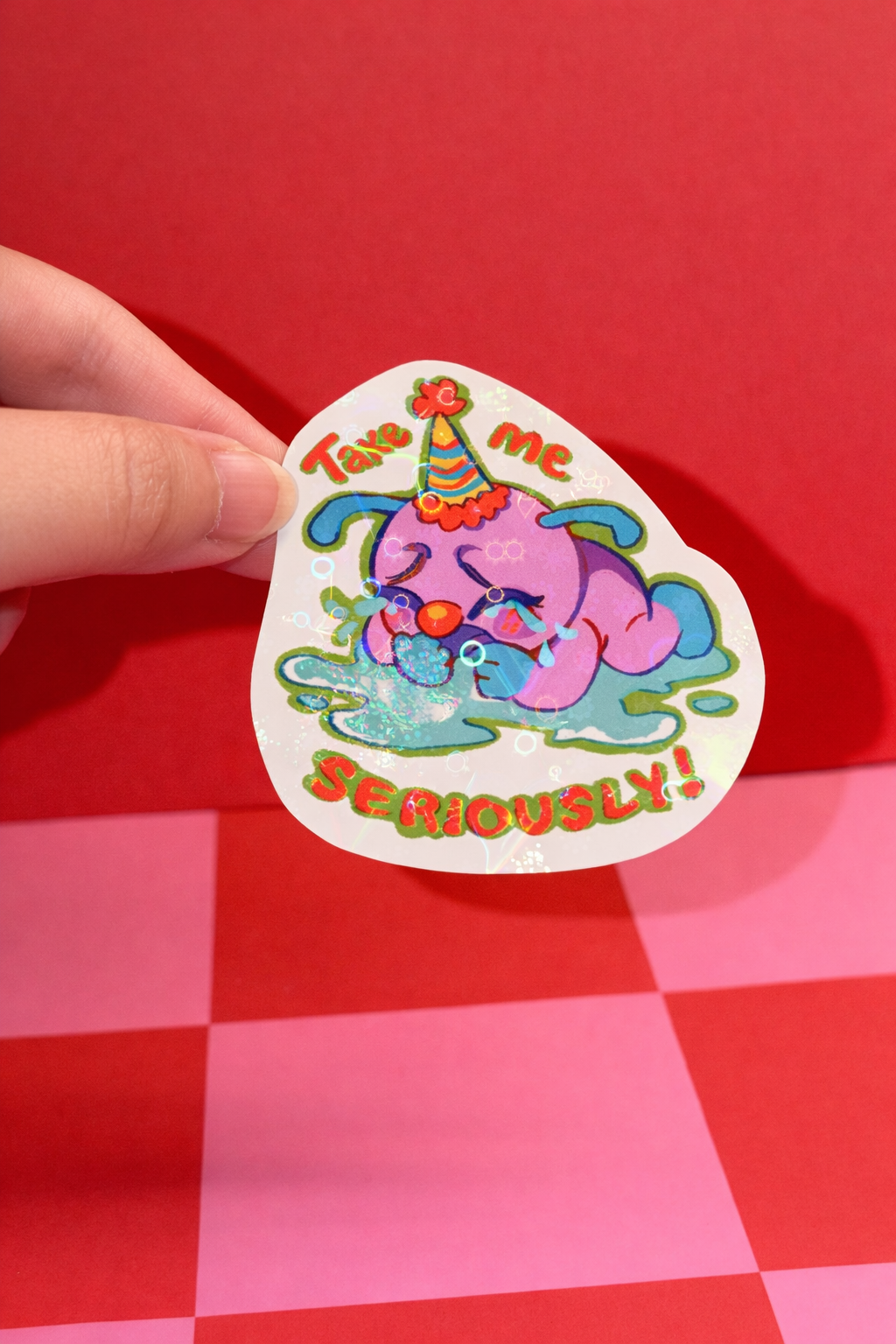 "Take me Seriously" Clown Goobie Holo Sticker