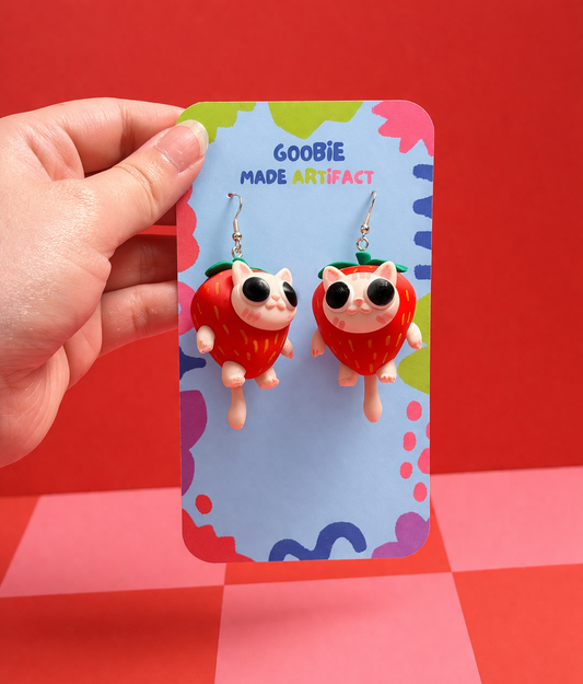 Strawberry Cat Earrings