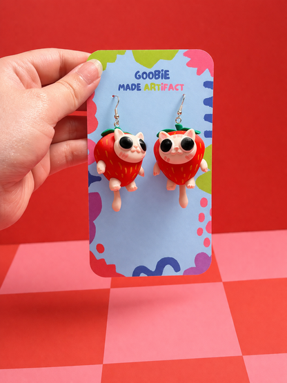Strawberry Cat Keychain